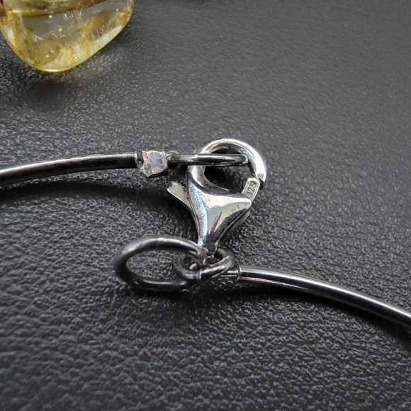 Natural Citrine Nugget Necklace 925 Sterling Silver Scalloped Wire Strand - Picture 8 of 8